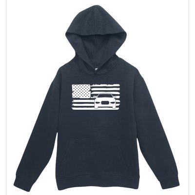 American Flag Car Racing Gift Vintage Usa Flag Auto Racing Funny Gift Urban Pullover Hoodie