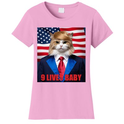 American Flag Cat In Suite Donald Trump Nine Lives Baby Women's T-Shirt