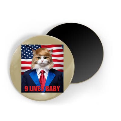 American Flag Cat In Suite Donald Trump Nine Lives Baby Magnet