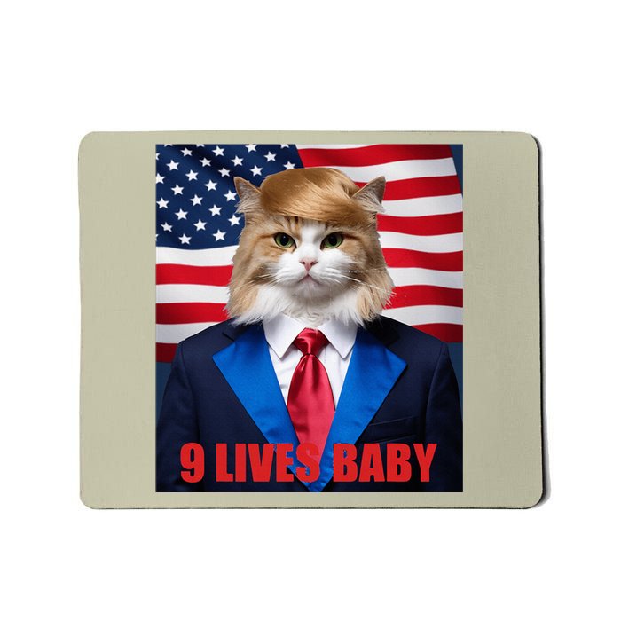 American Flag Cat In Suite Donald Trump Nine Lives Baby Mousepad