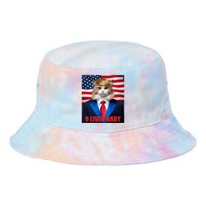 American Flag Cat In Suite Donald Trump Nine Lives Baby Tie Dye Newport Bucket Hat