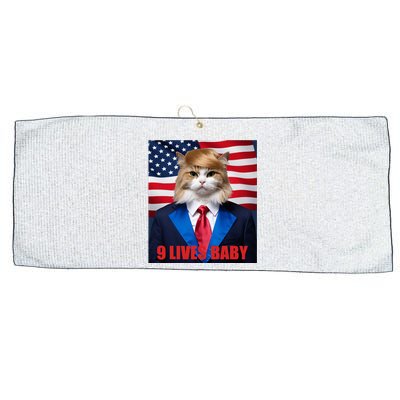 American Flag Cat In Suite Donald Trump Nine Lives Baby Large Microfiber Waffle Golf Towel