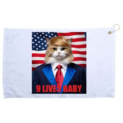 American Flag Cat In Suite Donald Trump Nine Lives Baby Grommeted Golf Towel