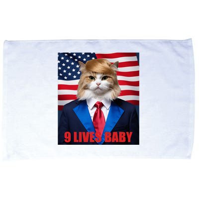 American Flag Cat In Suite Donald Trump Nine Lives Baby Microfiber Hand Towel