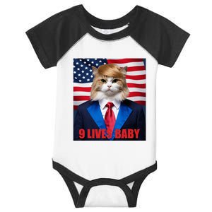 American Flag Cat In Suite Donald Trump Nine Lives Baby Infant Baby Jersey Bodysuit