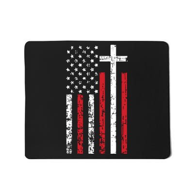 American Flag Cross Christmas Patriotic Religious Christian Mousepad