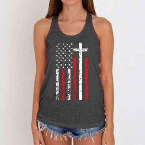 American Flag Cross Christmas Patriotic Religious Christian Women's Knotted Racerback Tank