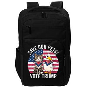 American Flag Cat & Duck Save Our Pets Vote For Trump 2024 Impact Tech Backpack