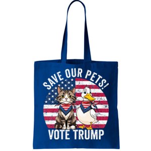 American Flag Cat & Duck Save Our Pets Vote For Trump 2024 Tote Bag