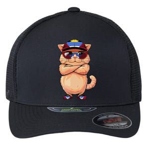 Antiguan Flag Cat Mom Souvenirs Products Kitten Antigua Flexfit Unipanel Trucker Cap