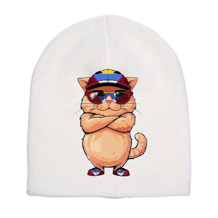 Antiguan Flag Cat Mom Souvenirs Products Kitten Antigua Short Acrylic Beanie