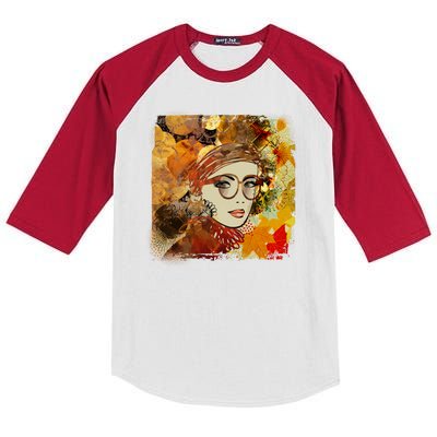 Autumn Fall Colors Glasses Woman Kids Colorblock Raglan Jersey