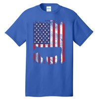 American Flag Cow Vintage Farm Animal Patriotic Farmer Gift Tall T-Shirt