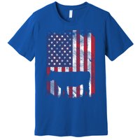 American Flag Cow Vintage Farm Animal Patriotic Farmer Gift Premium T-Shirt