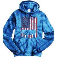 American Flag Cow Vintage Farm Animal Patriotic Farmer Gift Tie Dye Hoodie