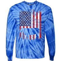 American Flag Cow Vintage Farm Animal Patriotic Farmer Gift Tie-Dye Long Sleeve Shirt