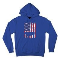 American Flag Cow Vintage Farm Animal Patriotic Farmer Gift Tall Hoodie