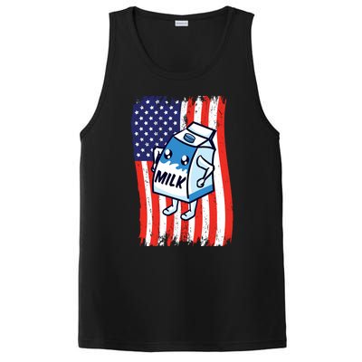 American Flag Cow Milk Carton Great Gift PosiCharge Competitor Tank