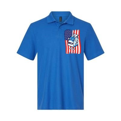 American Flag Cow Milk Carton Great Gift Softstyle Adult Sport Polo