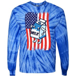 American Flag Cow Milk Carton Great Gift Tie-Dye Long Sleeve Shirt