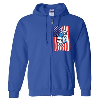 American Flag Cow Milk Carton Great Gift Full Zip Hoodie