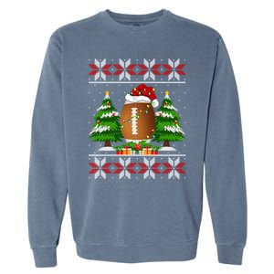 American Football Christmas Tree Lights Ugly Sweater Xmas Cute Gift Garment-Dyed Sweatshirt