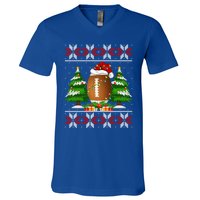 American Football Christmas Tree Lights Ugly Sweater Xmas Cute Gift V-Neck T-Shirt