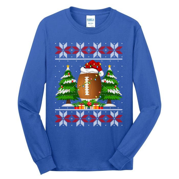 American Football Christmas Tree Lights Ugly Sweater Xmas Cute Gift Tall Long Sleeve T-Shirt