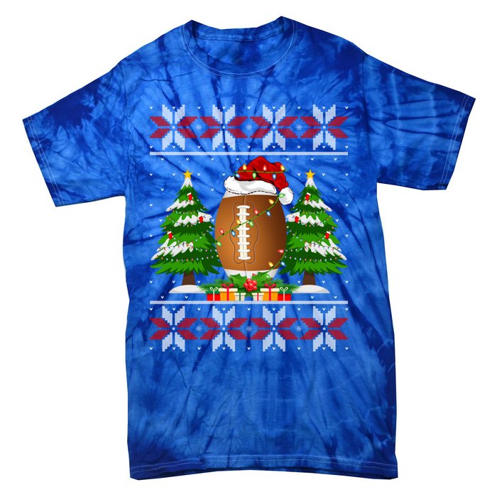 American Football Christmas Tree Lights Ugly Sweater Xmas Cute Gift Tie-Dye T-Shirt