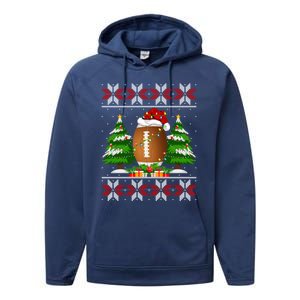 American Football Christmas Tree Lights Ugly Sweater Xmas Cute Gift Performance Fleece Hoodie