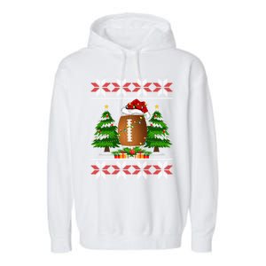 American Football Christmas Tree Lights Ugly Sweater Xmas Cute Gift Garment-Dyed Fleece Hoodie