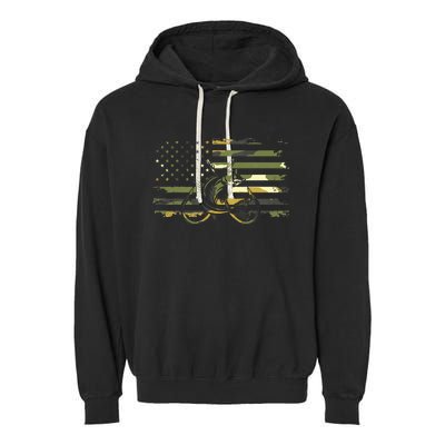 American Flag Camouflage Fishing Garment-Dyed Fleece Hoodie