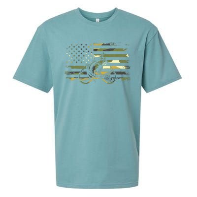 American Flag Camouflage Fishing Sueded Cloud Jersey T-Shirt