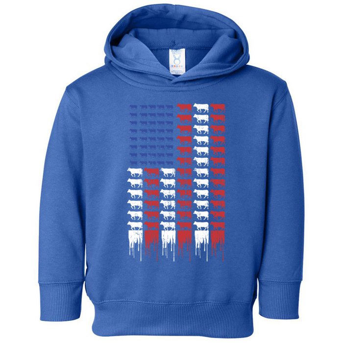 American Flag Cow Flag Farm Love Cows Gift Toddler Hoodie