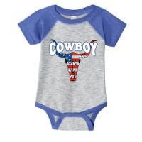 American Flag Cow Skull 4th Of July Rodeo Western Cow Great Gift Infant Baby Jersey Bodysuit