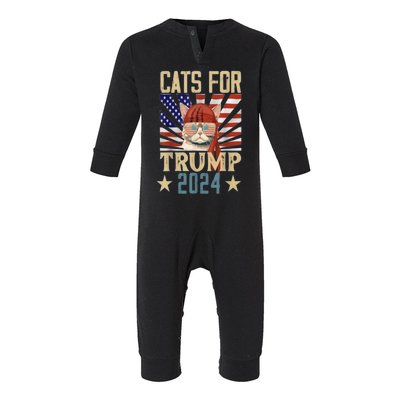 American Flag Cat For Trump 2024 Gifft Infant Fleece One Piece