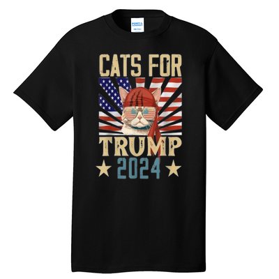 American Flag Cat For Trump 2024 Gifft Tall T-Shirt