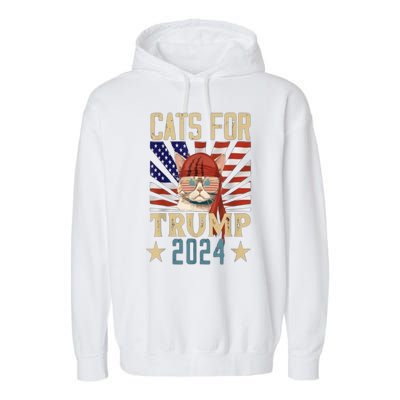 American Flag Cat For Trump 2024 Gifft Garment-Dyed Fleece Hoodie