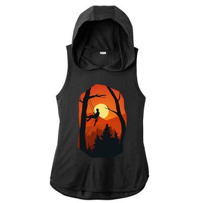 Arborist Forest Chainsaw Ladies PosiCharge Tri-Blend Wicking Draft Hoodie Tank