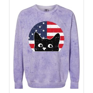 American Flag Cat 4th Of July Kitten Patriotic Pet Lover Colorblast Crewneck Sweatshirt