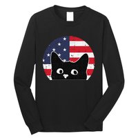 American Flag Cat 4th Of July Kitten Patriotic Pet Lover Long Sleeve Shirt