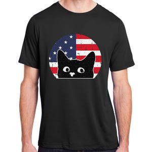 American Flag Cat 4th Of July Kitten Patriotic Pet Lover Adult ChromaSoft Performance T-Shirt