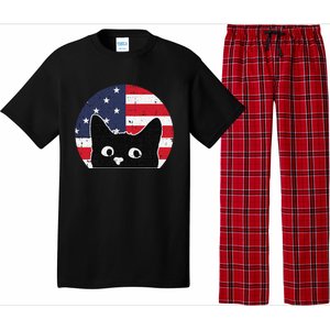 American Flag Cat 4th Of July Kitten Patriotic Pet Lover Pajama Set