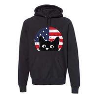 American Flag Cat 4th Of July Kitten Patriotic Pet Lover Premium Hoodie