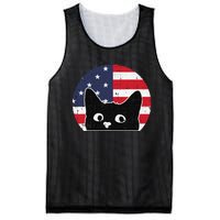 American Flag Cat 4th Of July Kitten Patriotic Pet Lover Mesh Reversible Basketball Jersey Tank