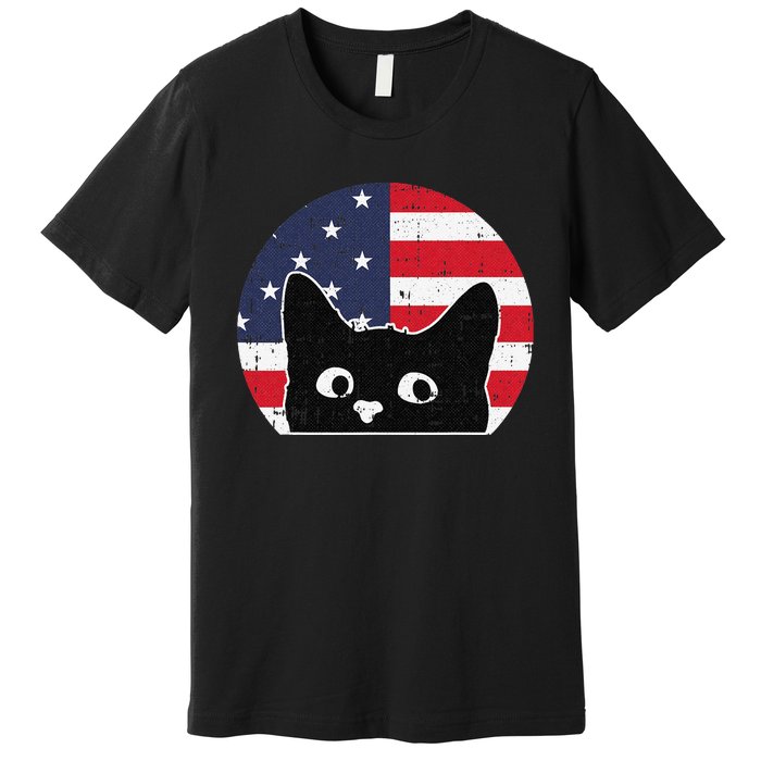 American Flag Cat 4th Of July Kitten Patriotic Pet Lover Premium T-Shirt