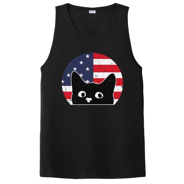 American Flag Cat 4th Of July Kitten Patriotic Pet Lover PosiCharge Competitor Tank