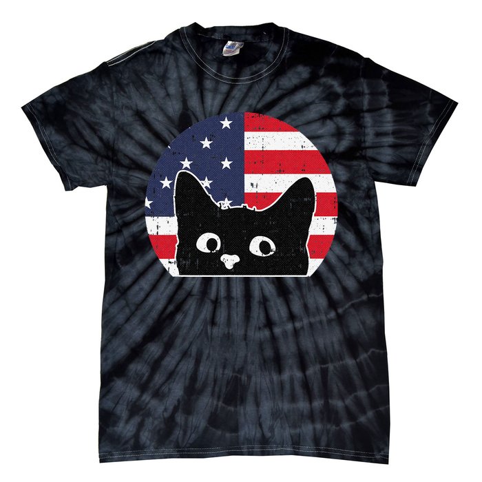 American Flag Cat 4th Of July Kitten Patriotic Pet Lover Tie-Dye T-Shirt