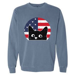 American Flag Cat 4th Of July Kitten Patriotic Pet Lover Garment-Dyed Sweatshirt