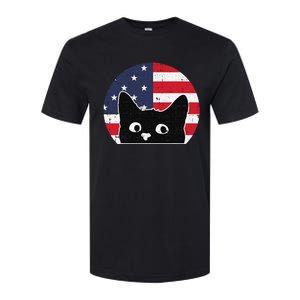 American Flag Cat 4th Of July Kitten Patriotic Pet Lover Softstyle CVC T-Shirt